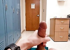 Biggest solo spunk flow in locker room. Boy solo. Large wang. Eros Edgar.