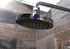 Stunning babe Rachel Rivers gives a blowjob in the shower and gets pussy licked and fucked