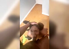 Unsightly floozy getting degraded by dad