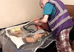 Submissive gay guy Strapskinks into bondage and breath control play