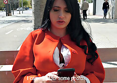 Watch this busty Euro babe in lingerie and corset get fucked hard in the park & take a hot facial