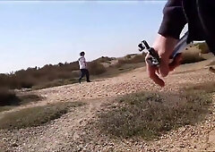 Public Crossdressing and wanking on the beach 5