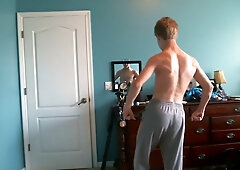 Adorable Blond Teenboy Flexes