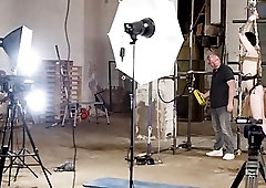 Blindfolded sub milked for cum by his older master