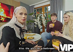 Cuckold boyfriend stays aside and watches his girlfriend fuck in ffm