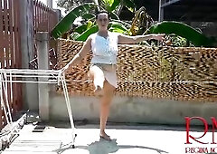 Ballerina workout out of pants. All ballerinas love when studs look at their vaginas.