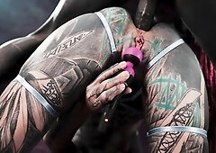 Inked-up Pierced Slut Deep Throat and Ass Pounding