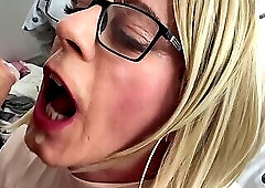 Young guy cums in my mouth and on my new dress