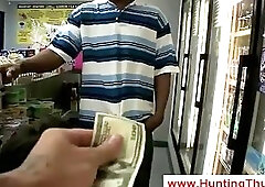Sucking a black thug in a store