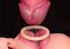 Close Up: Best Milking Mouth Made You Cum Twice in Condom! Broke the Condom a...