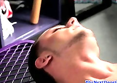 Muscular athlete playing with himself