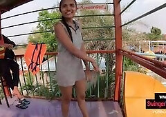 Creampie cumshot for his cute amateur teen Thai girlfriend after spending the afternoon in a public pool Once home they immediately got to the sex! Th