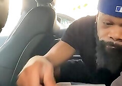 Black guy sucking in car