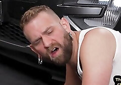 Fisting gay auto mechanic fisted in hairyass by athletic BF