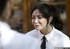 Caterers Jane Wilde and big cock tranny Khloe Kay had great party at work