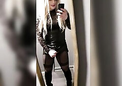 Me in latex costume and haunch high boots
