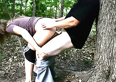 AMATEUR TEENS FUCK IN A FOREST! ALMOST CAUGHT AT THE END