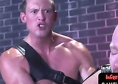 Muscly maledom anally fisting his submissive