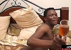 Skinny Ebony fingers butthole and masturbates for cash