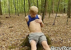 Young man excited as he loves masturbating in nature