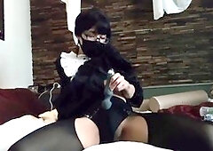 asian crossdresser in maid costume