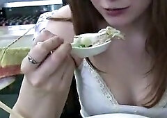 Hot couple enjoying in the bathroom of the restaurant