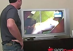 Hot twink deepthroats rock hard cock while moaning from joy