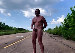Spent About 5 Minutes Naked And Jacking Off On 2 Lane Road