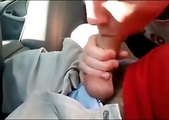 Young cute twink sucks dick in car