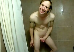 Smoothly-shaven, gay shower, bubble butt