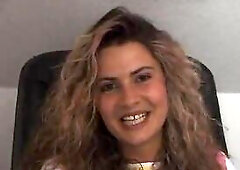 Glamorous hirsute haired sweetheart masturbating in solo episode at casting.