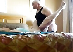 See this hot amateur granny screwing in front of the camera in homemade footage, sucking and wanking this stud's large bulky knob and getting her