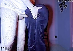 beauty in darksome blue velvet jogging tracking dress banged for creampie twat - projectfundiary