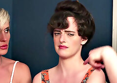 CFNM British femdoms jerk cock in group action