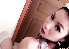 Ladyboy Cherry Rides Sex-Toy And Gives Oral Pleasure