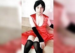 Red Clothed White Feminine Sissy