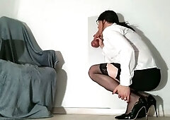 Inexperienced, high heels, anal toy