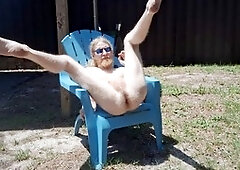 Chair fuck, shoeless, solo ass play