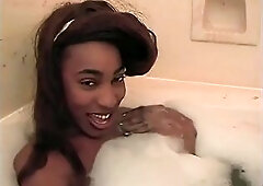 Slim ebony angel gets banged by man in mullet.