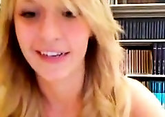 Naughty amateur babe takes a dildo for a ride in the library