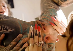 Tattoo lesbos have fun with big Anal Toys - squirting on Eden Ivy - ass-to-mouth, Pussy Licking