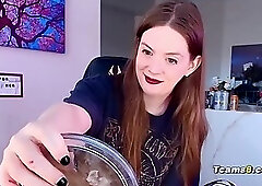 Hot sissy trap teases swollen cock with vibe toy