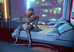 Black Shemale Loves Riding Big Fat Futa Dick