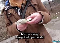 Innocent Redhead Teen 18+ Bends Over For Cash - Outdoor Sex For Money