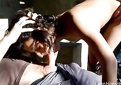 This Babe gets a photoshoot alright... and so much greater amount. See her as that babe takes 2 hard ramrods at the same time. Getting spitroasted ove