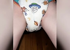 Cute diaper peeing