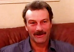 Hairy plumber lies back to massage his erection to orgasm