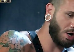 Powerful white stud fucks Black BDSM asshole after rimming