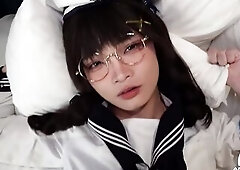 Small Oriental Femboy Aroma Gets Drilled Until Cum in Cute Sailor Angel Outfit