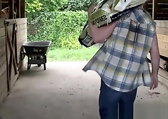 Cum spraying stud buttfucked outdoors